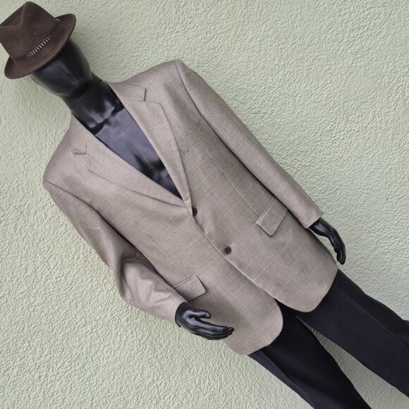 TRAVEL SMITH Men's Vintage Silk/Wool Blend Houndstooth Special Travel Blazer - Picture 16 of 17